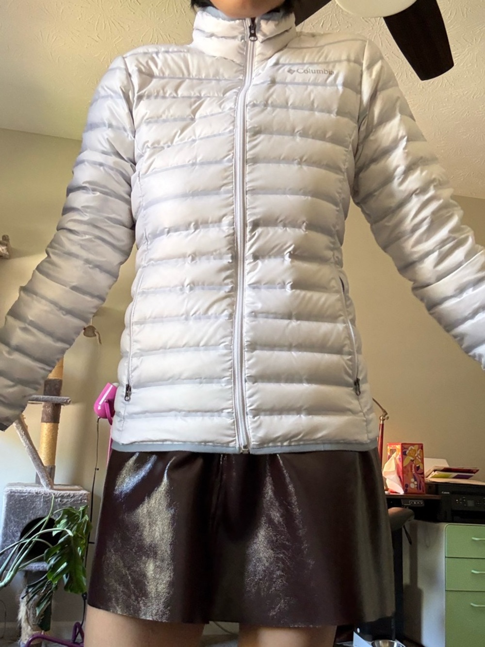 Columbia White Quilted Packable Jacket